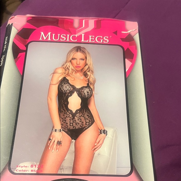 Music Legs Black Lace Teddy - Picture 1 of 4